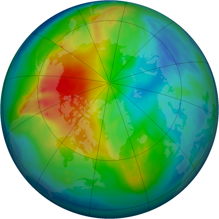 Arctic ozone map for 20 November 2009